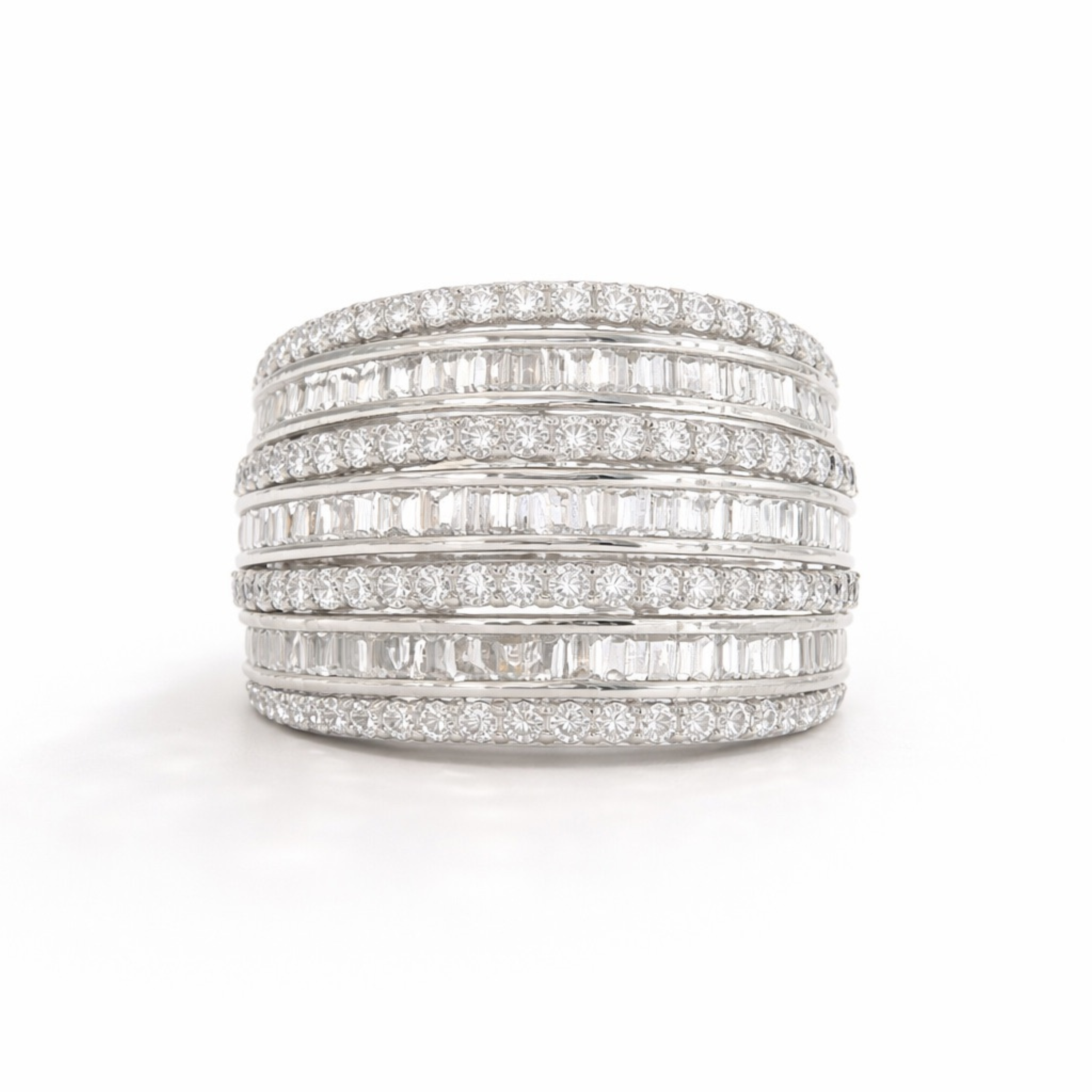 Cascade Spark layered stone 925 sterling silver ring front view