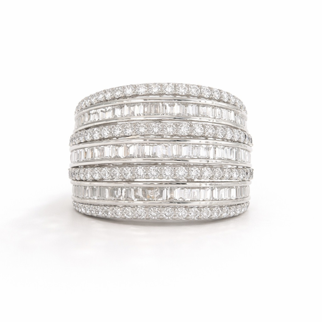 Cascade Spark layered stone 925 sterling silver ring front view