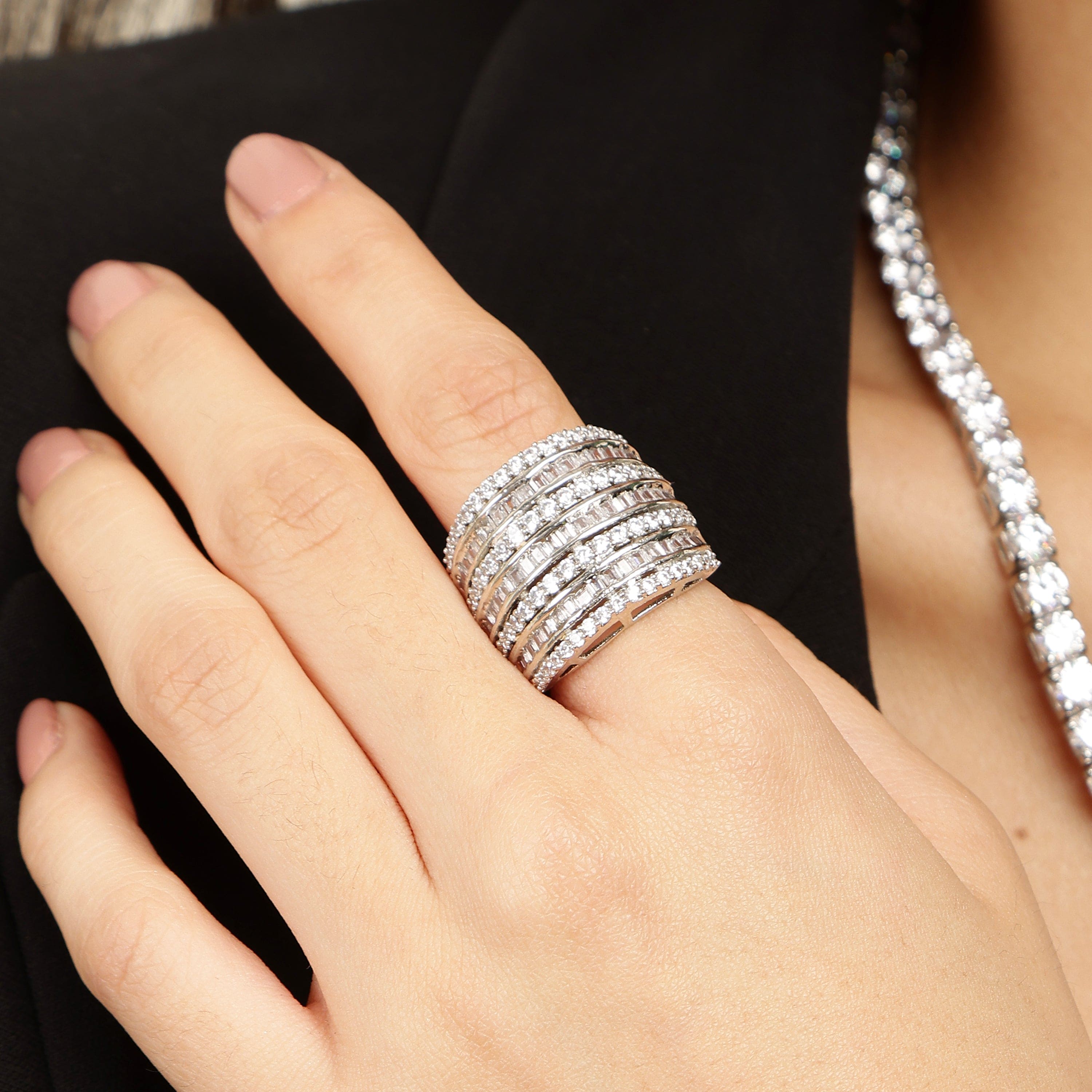 Cascade Spark 925 sterling silver ring worn on hand