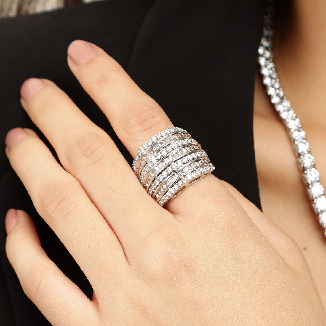 Cascade Spark 925 sterling silver ring worn on hand