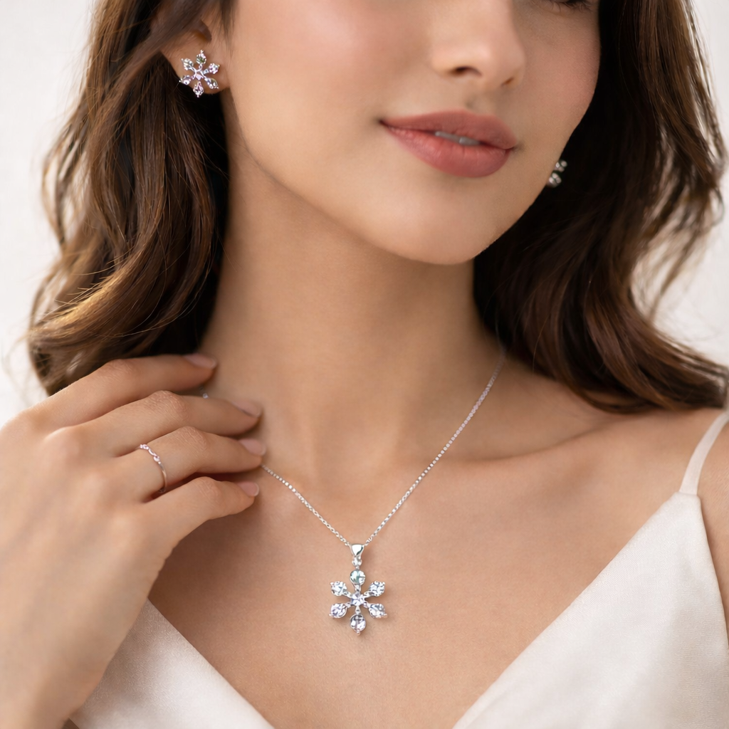 Celestial Bloom sterling silver pendant set alternate view