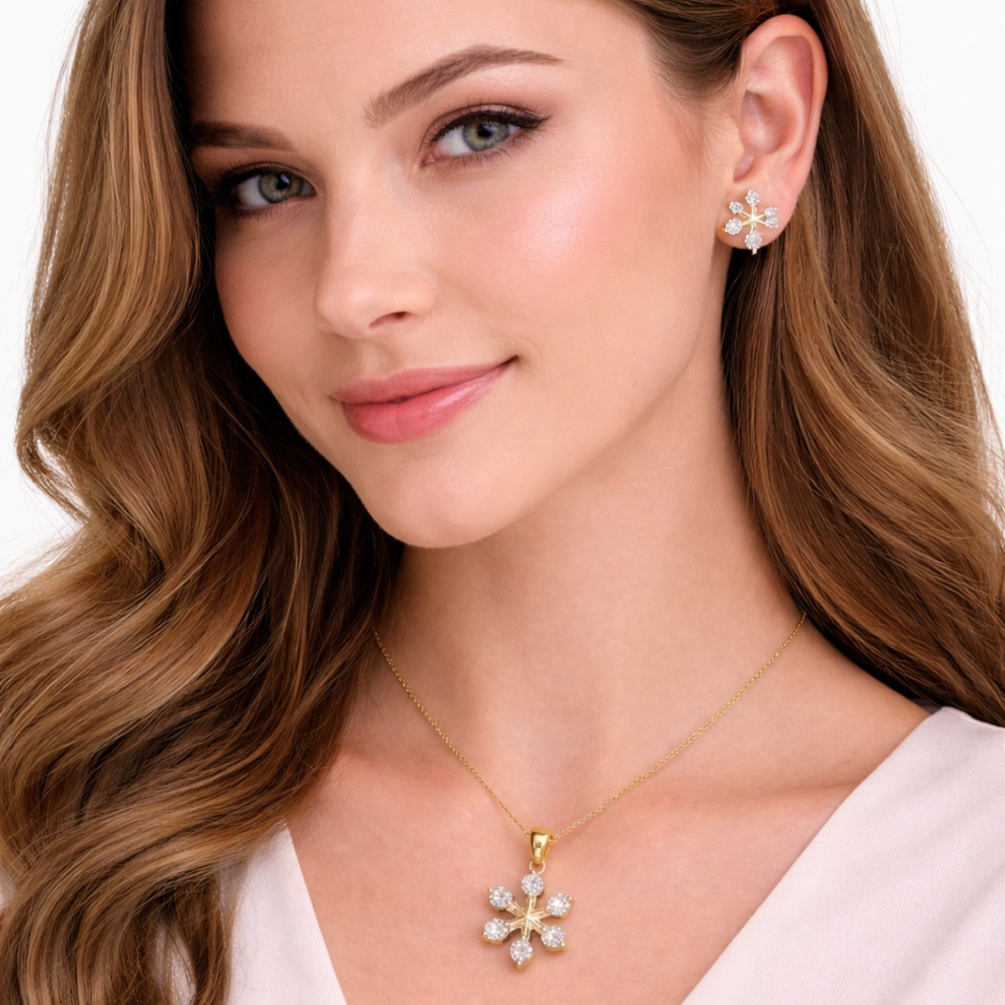 Celestial Bloom sterling silver pendant set close-up detail