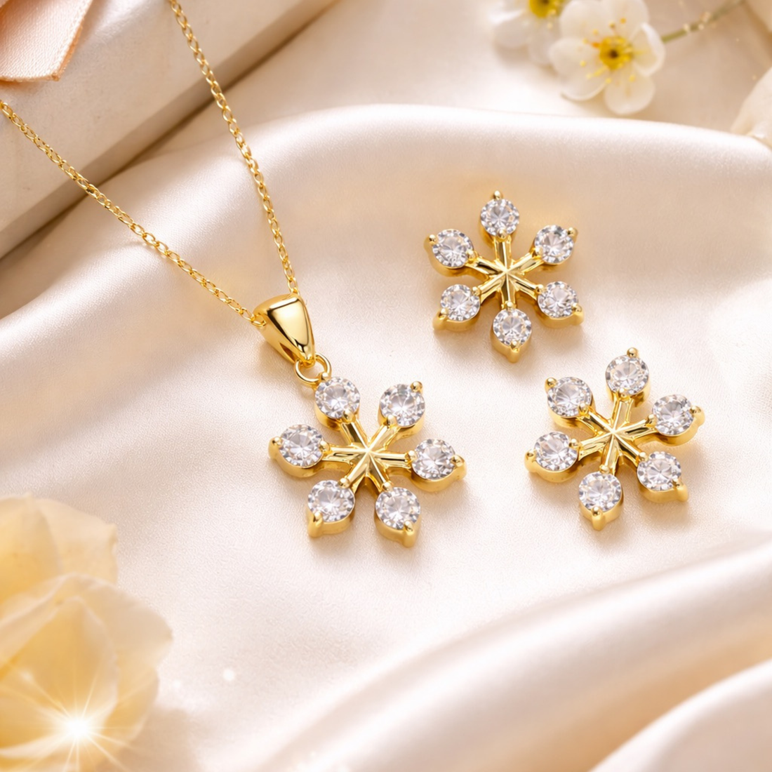 Celestial Bloom sterling silver pendant set lifestyle shot
