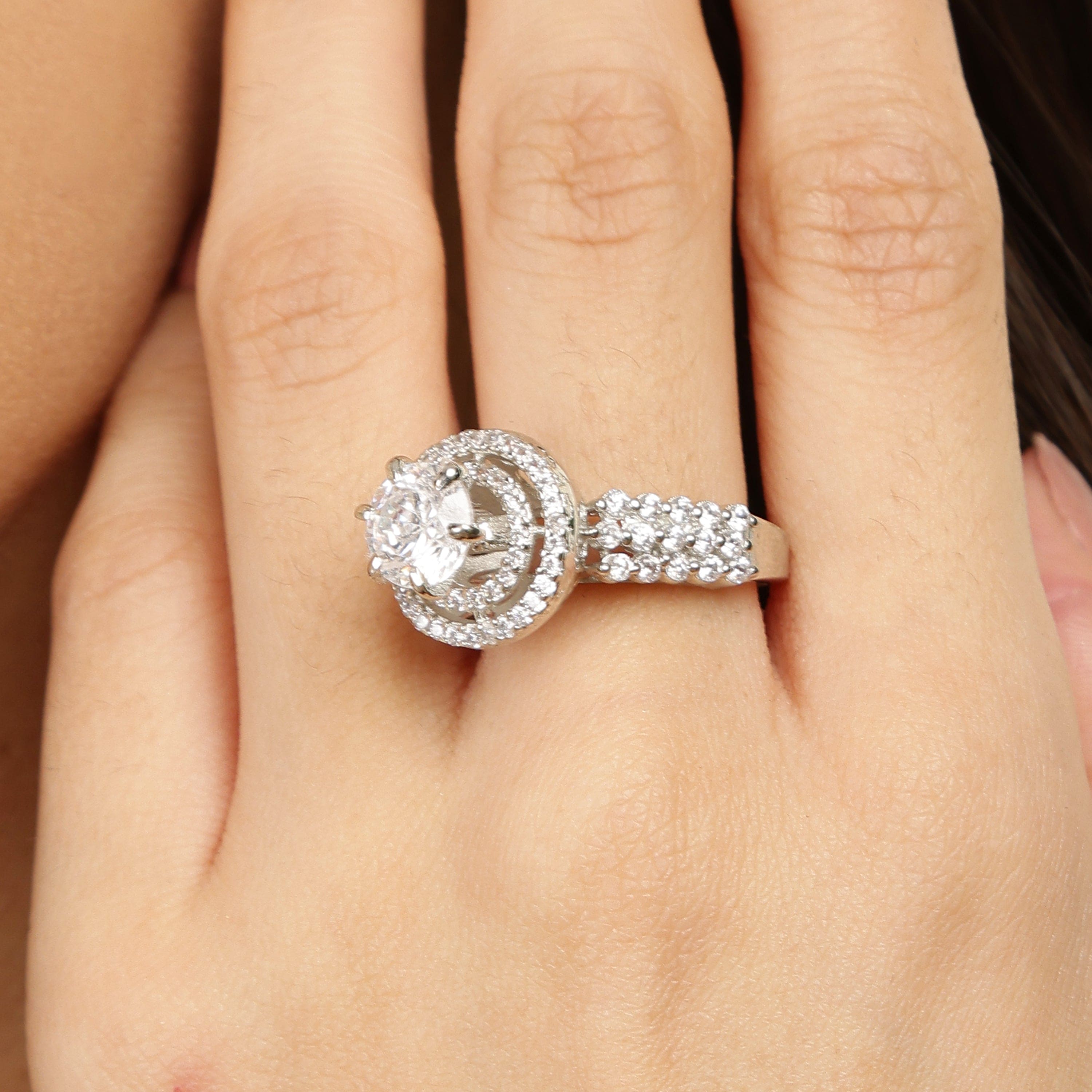 Celestial Glow sterling silver ring close-up detail