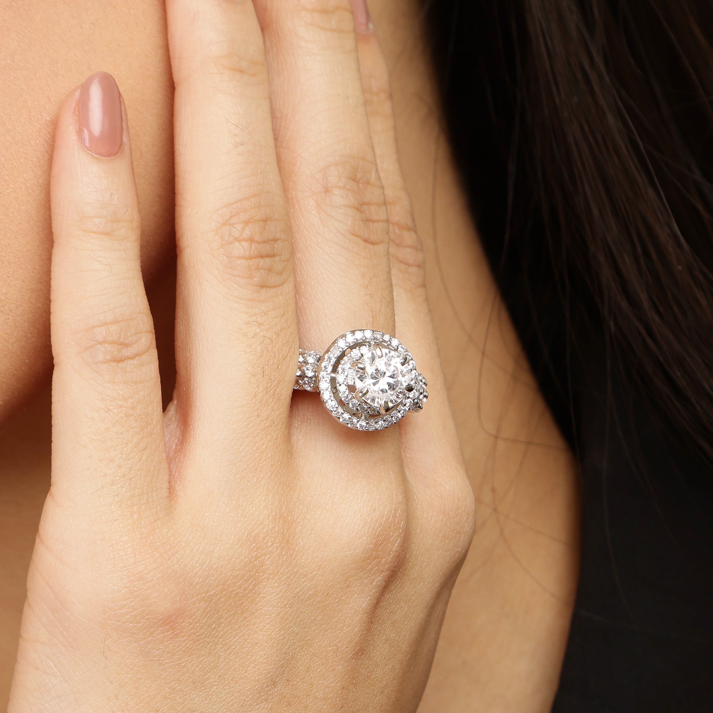 Celestial Glow 925 sterling silver ring worn on hand