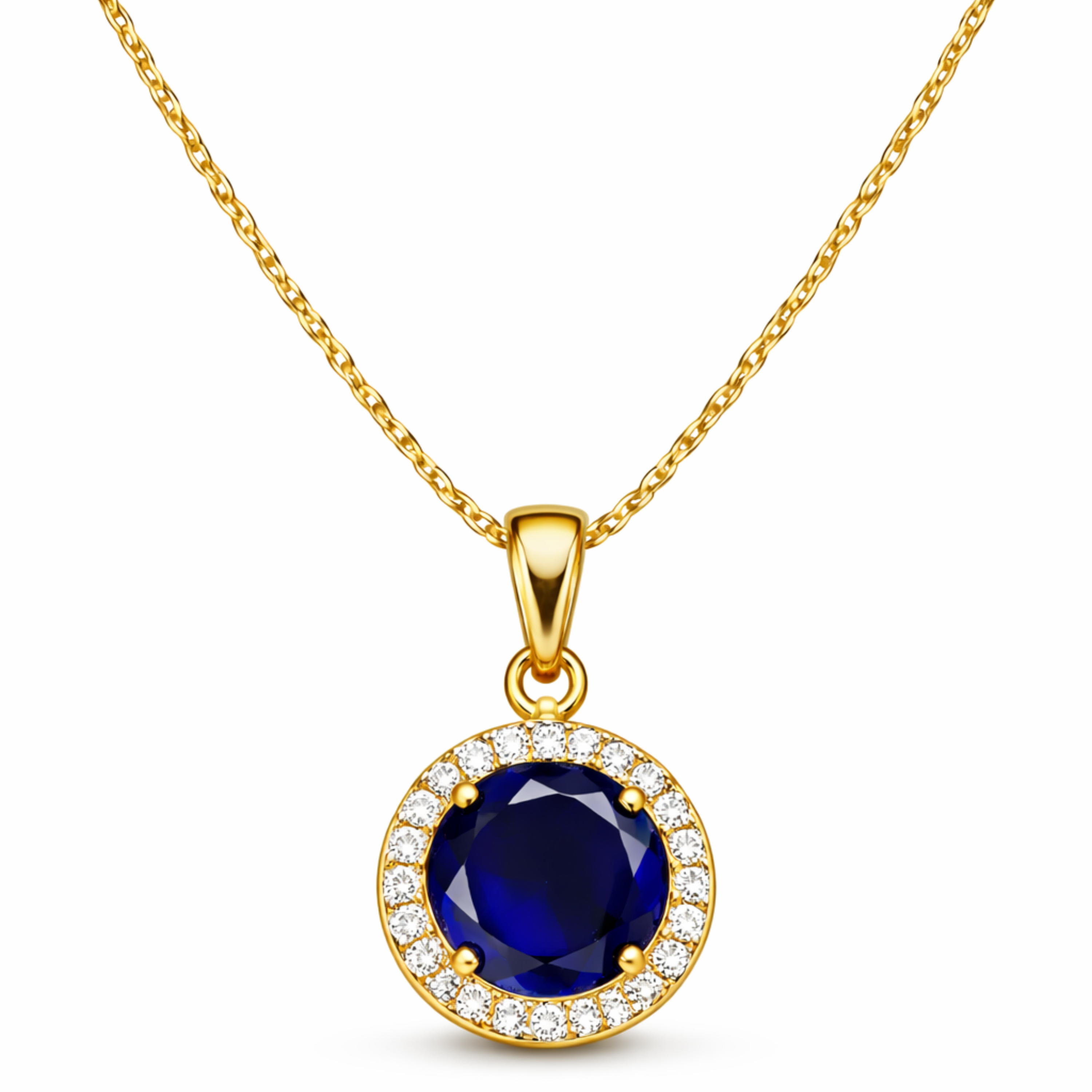 Celestial Sapphire Halo 925 sterling silver pendant front view