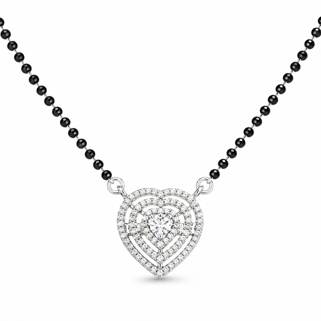 Charmed Heart 925 sterling silver mangalsutra set front view
