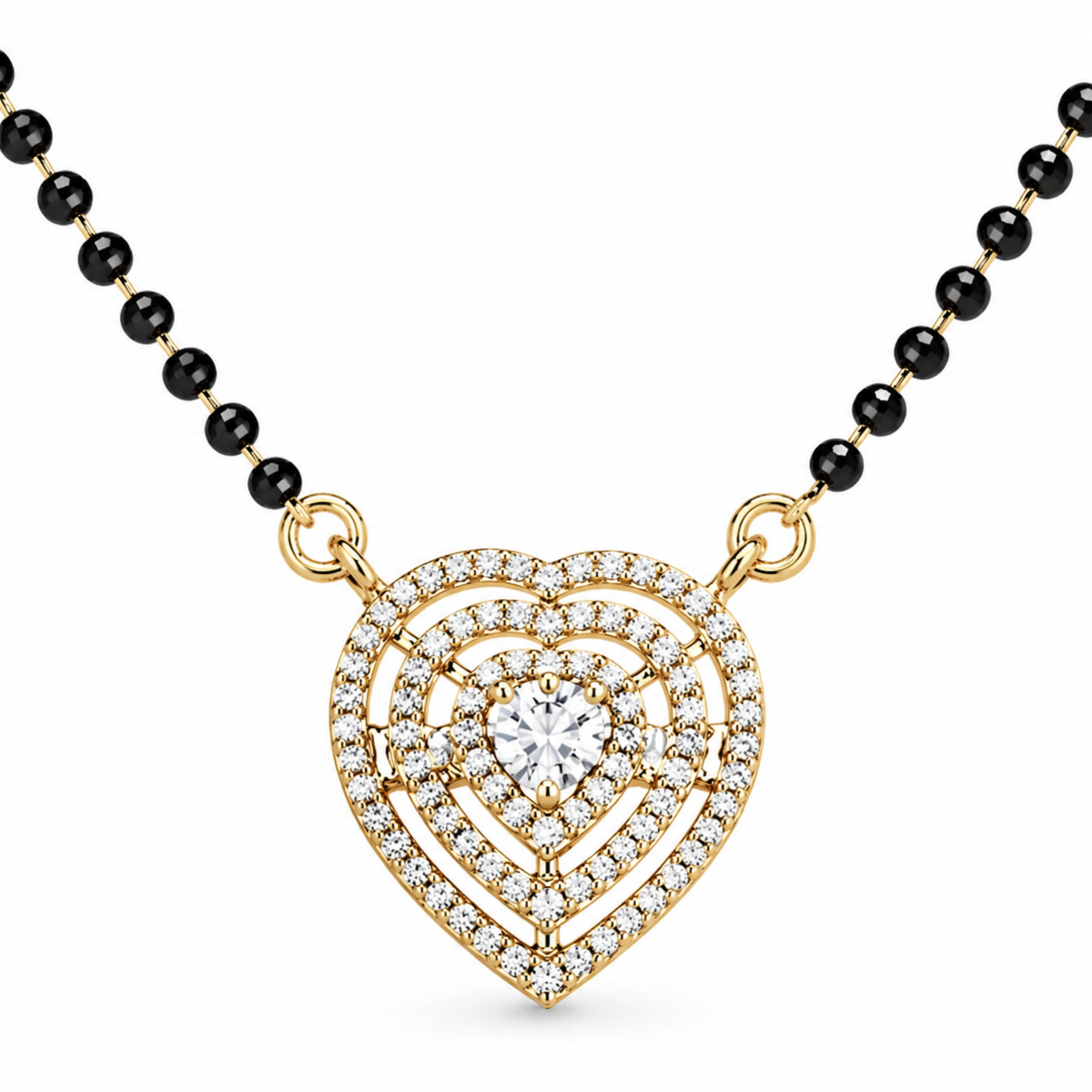 Charmed Heart sterling silver mangalsutra set pendant detail