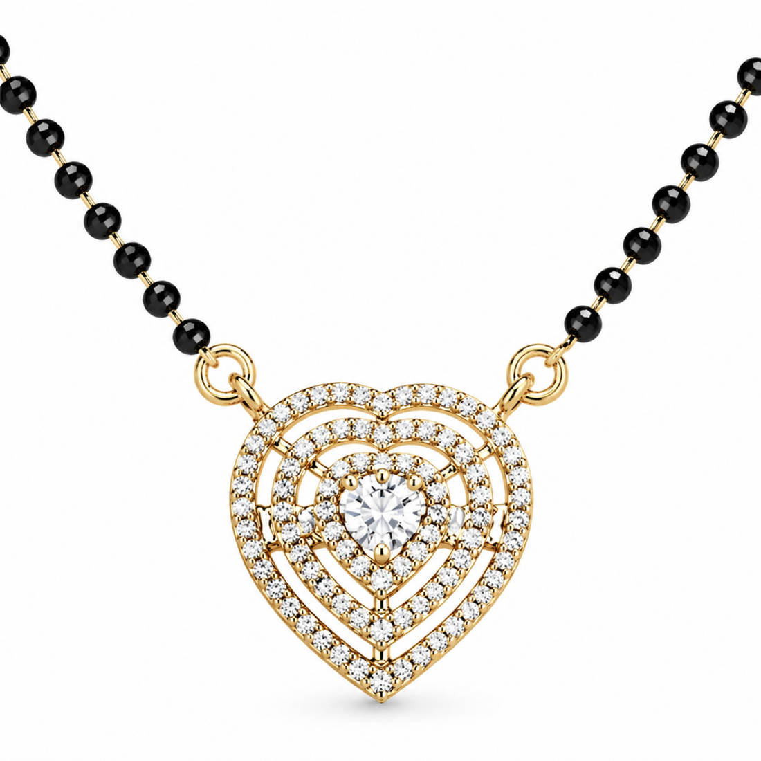 Charmed Heart sterling silver mangalsutra set pendant detail