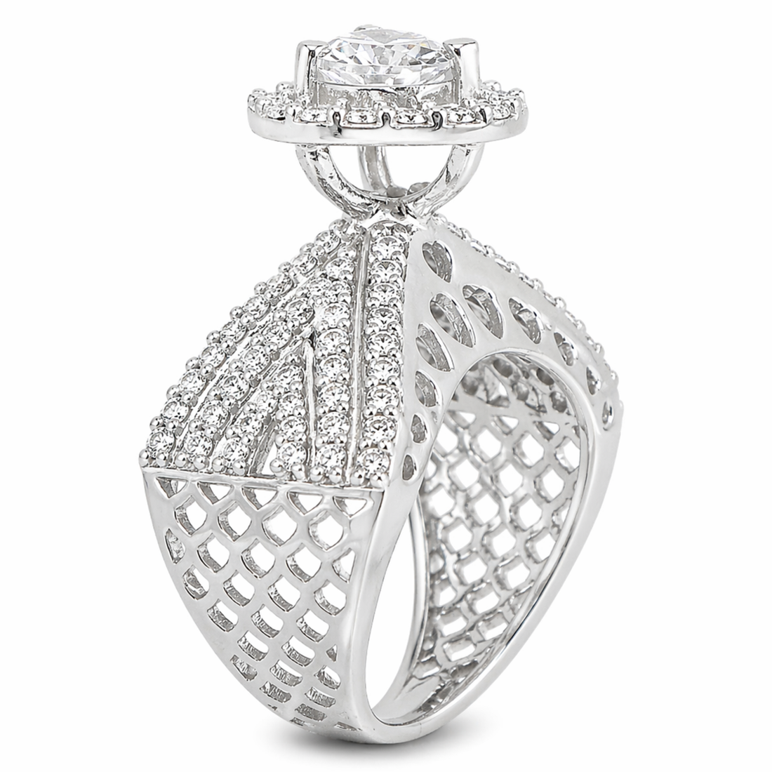 Charming Heart Divine 925 sterling silver ring front view