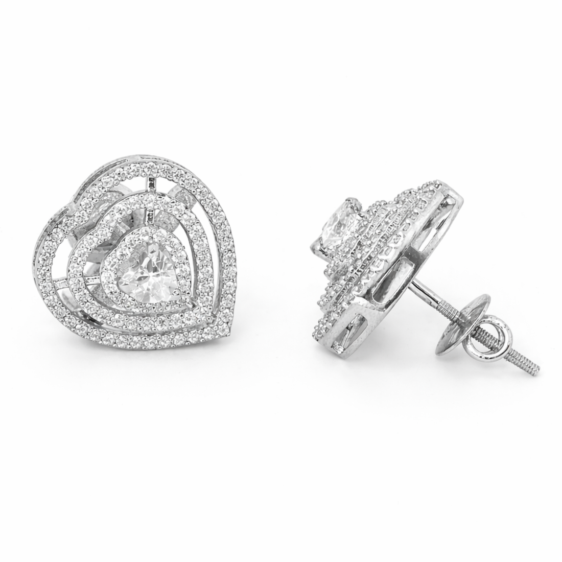 Chic Heart Studs sterling silver earring alternate view