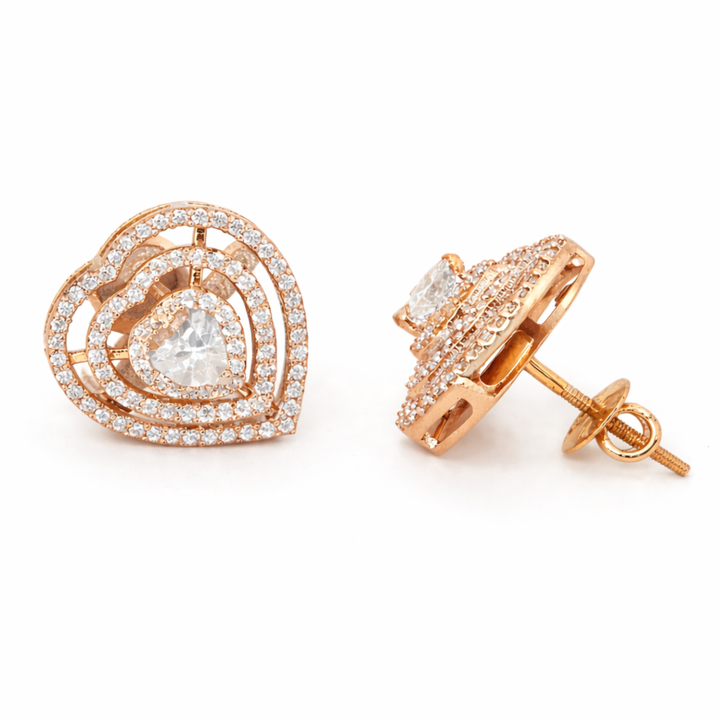 Chic Heart Studs sterling silver earring worn look
