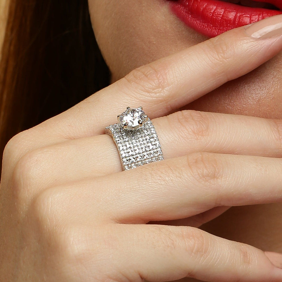 Classic Bond of Love Solitaire 925 sterling silver ring front view