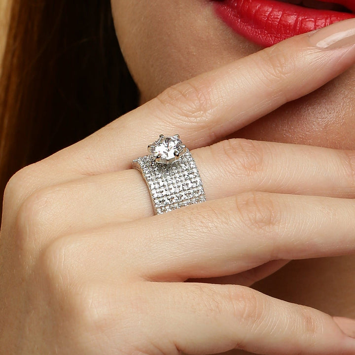 Classic Bond of Love Solitaire 925 sterling silver ring front view