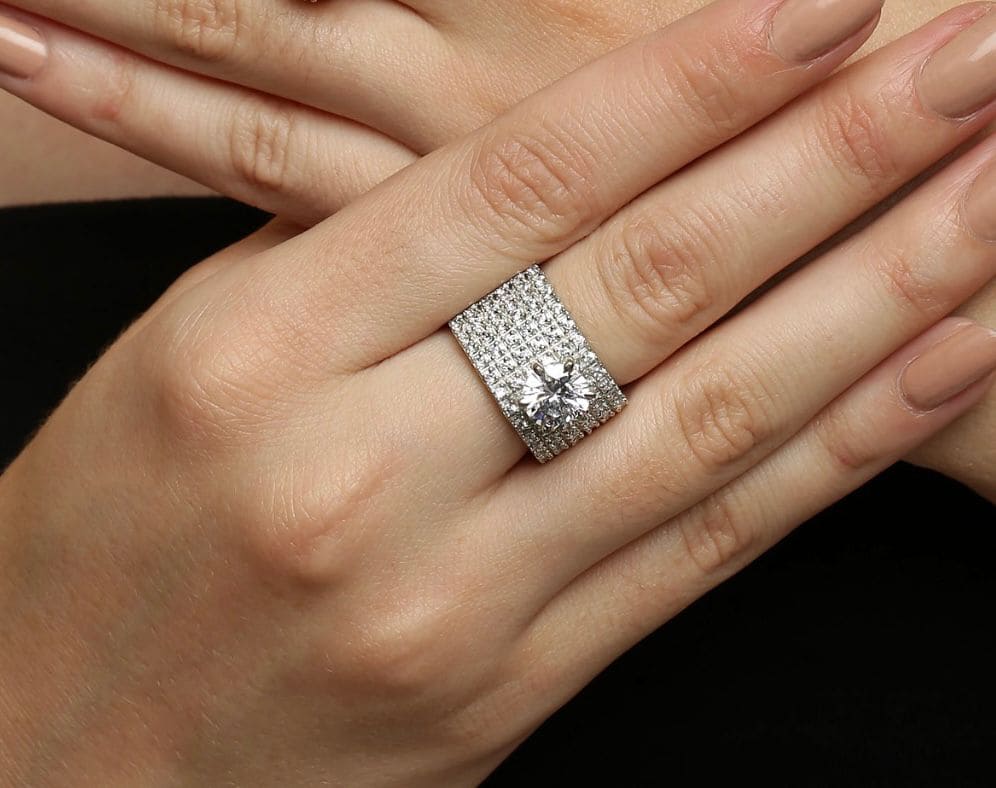 Classic Bond of Love Solitaire sterling silver ring worn on hand