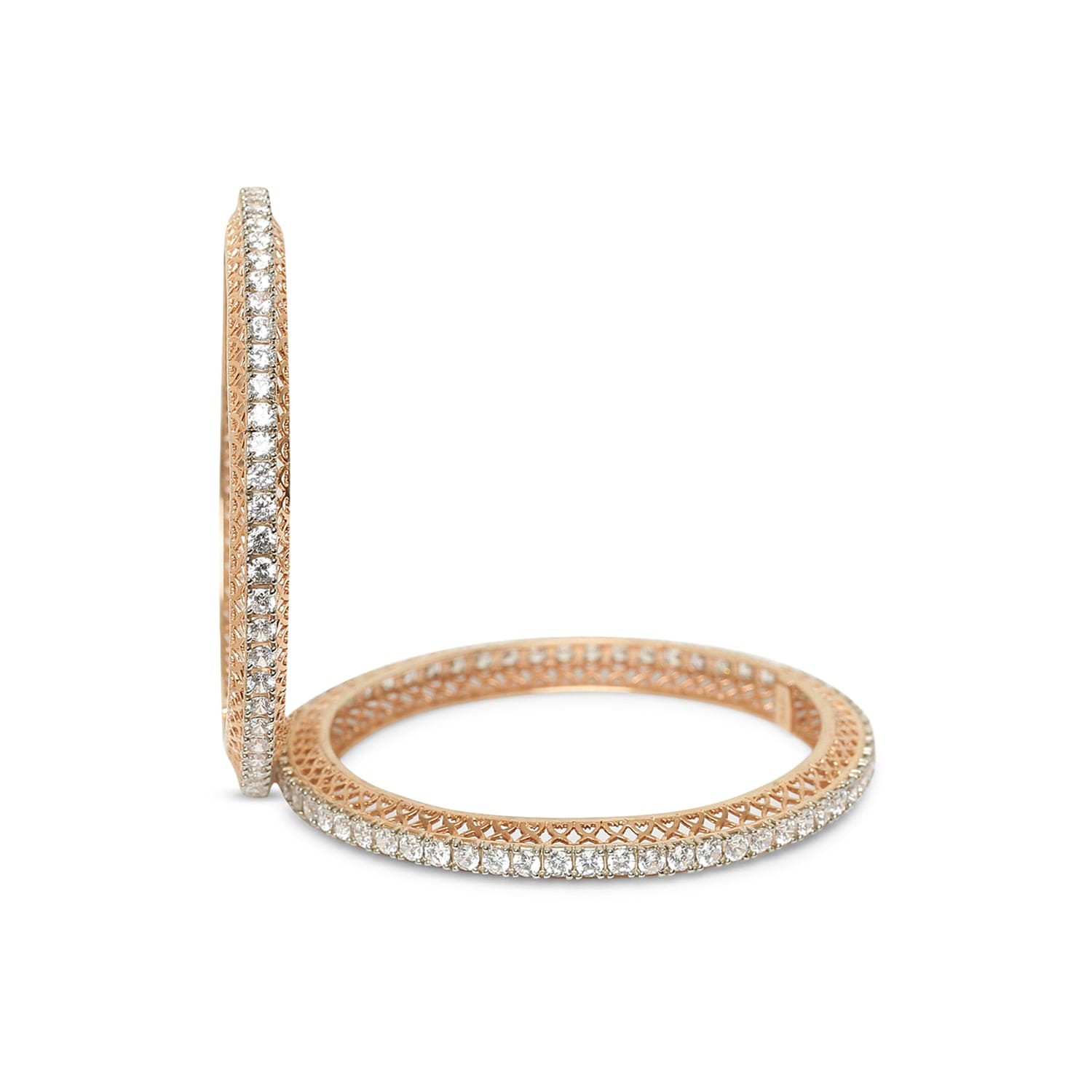 Classic Single Line Diamond 925 sterling silver bangle alternate angle view