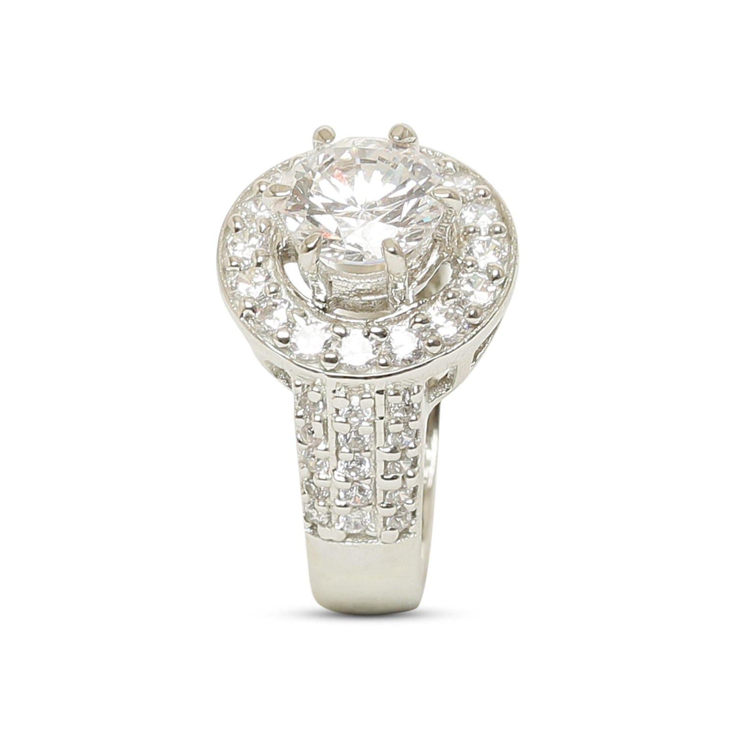 Classic Solitaire 925 sterling silver ring front view