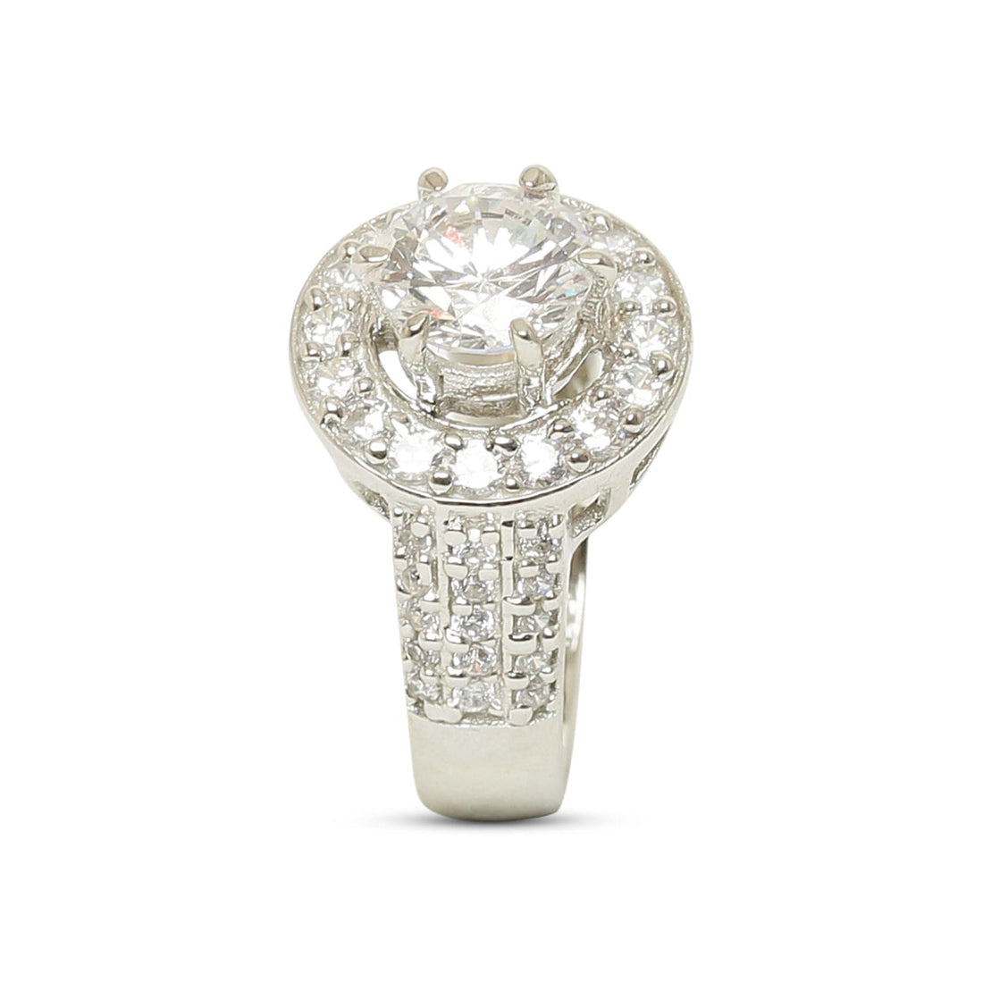 Classic Solitaire 925 sterling silver ring front view
