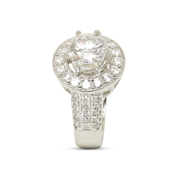Classic Solitaire 925 sterling silver ring front view