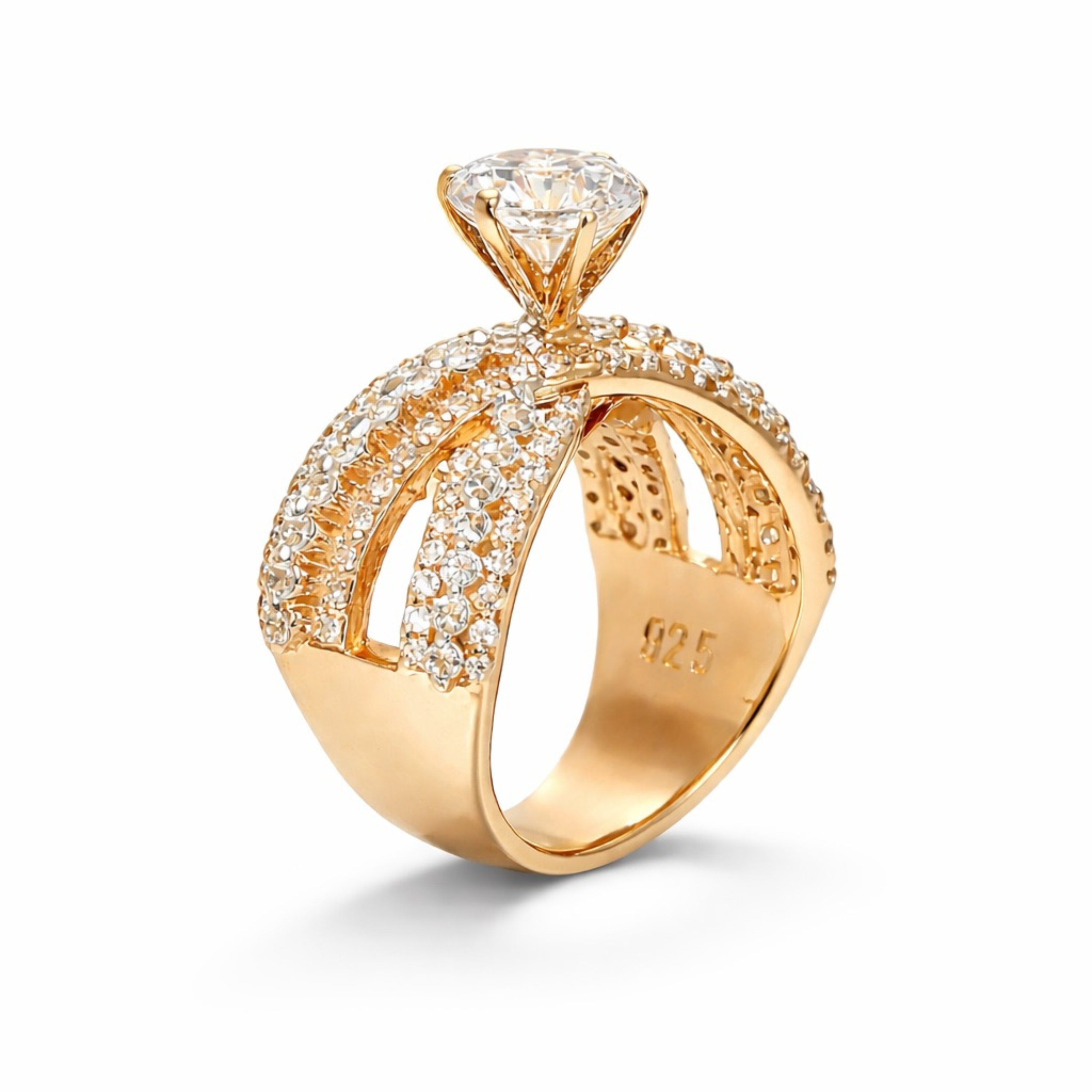 Criss Cross 925 sterling silver ring front view