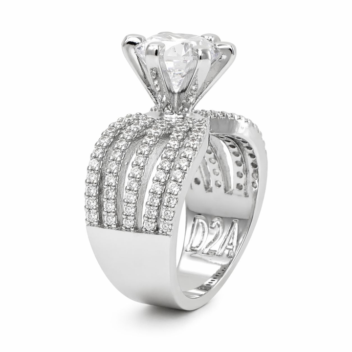 Crossed Paths solitaire sterling silver ring alternate view