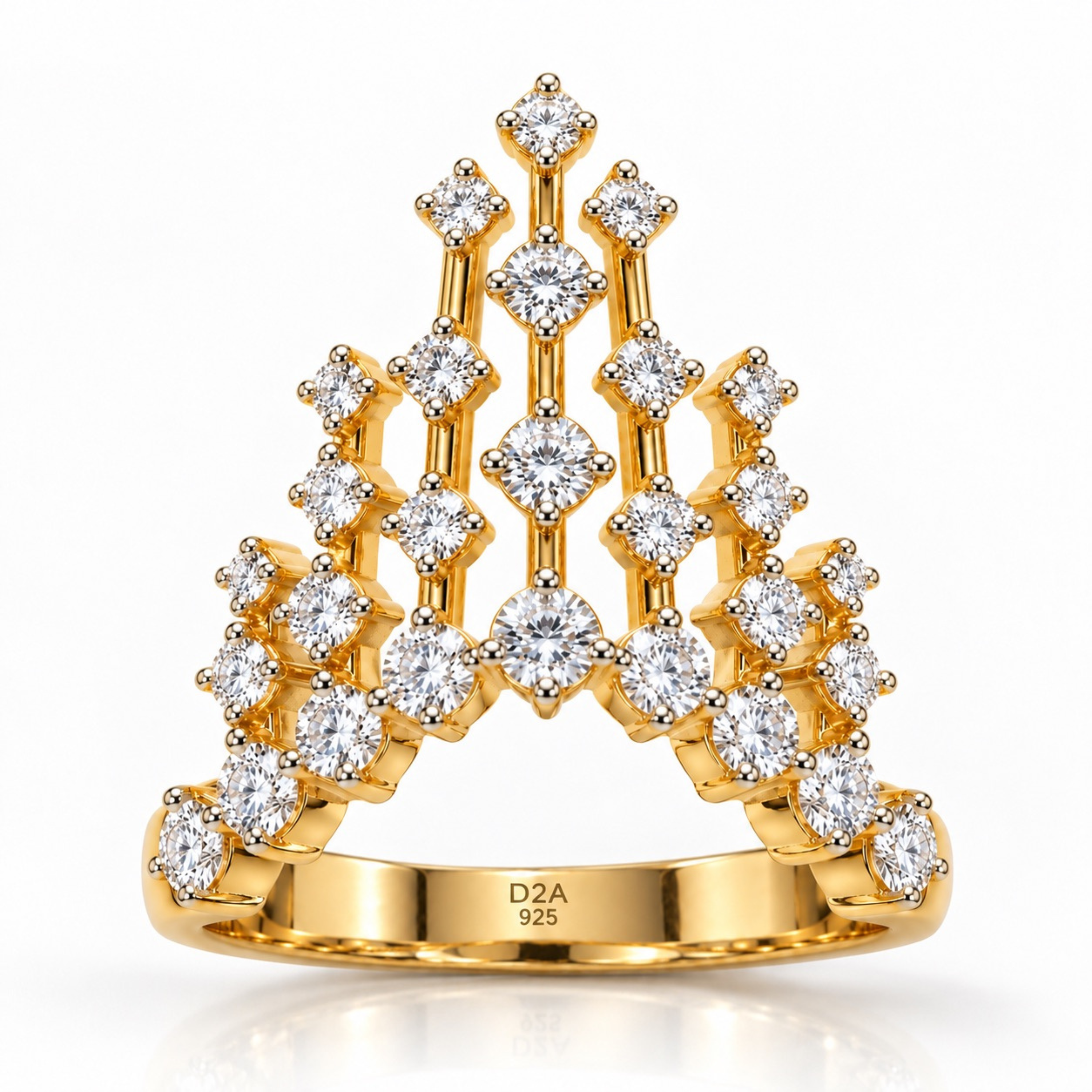 A Crown of Brilliance 925 sterling silver crown ring for women, gold polish – Designed2Attract