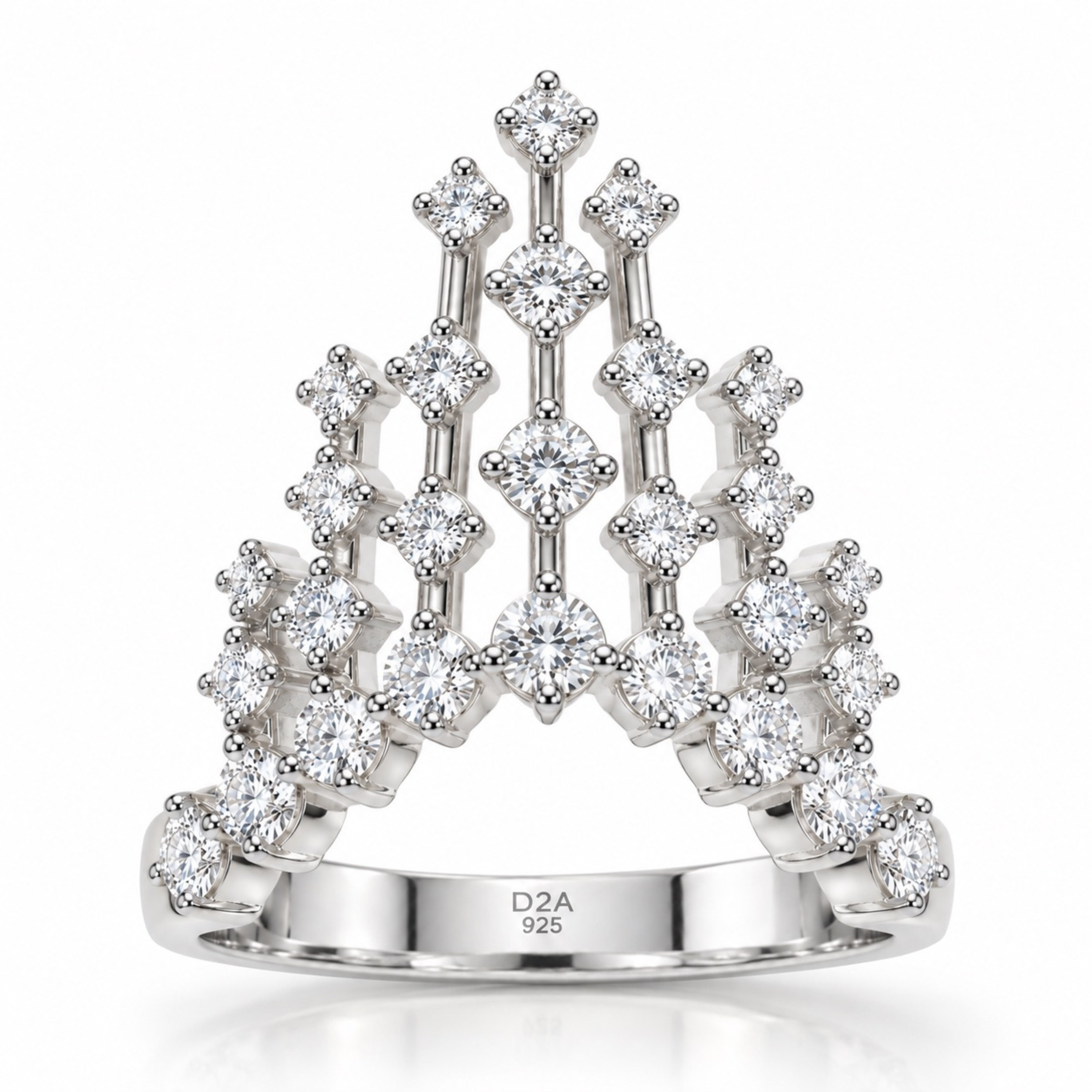 A Crown of Brilliance 925 sterling silver statement ring for women, white polish – Designed2Attract