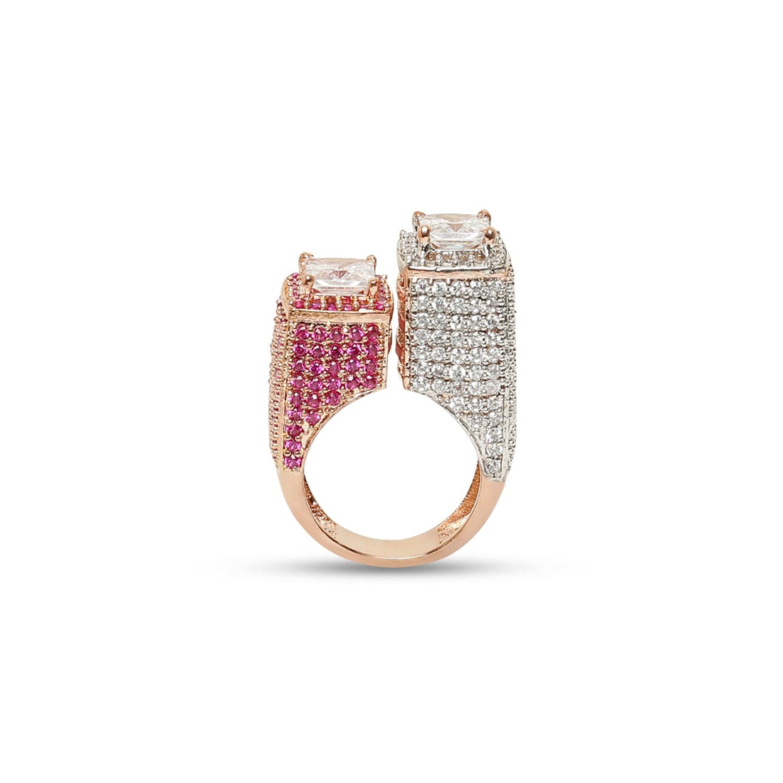Date Night double princess-cut solitaire 925 sterling silver ring front view