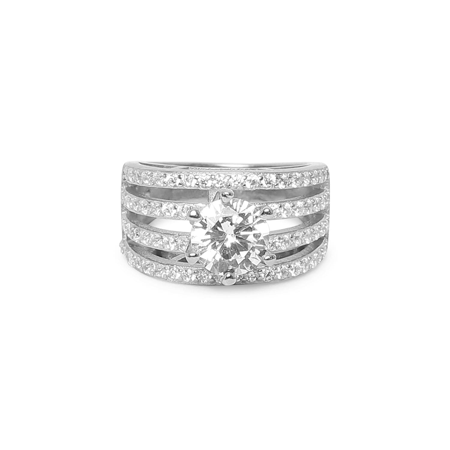 Date Night Staple Solitaire 925 sterling silver ring front view
