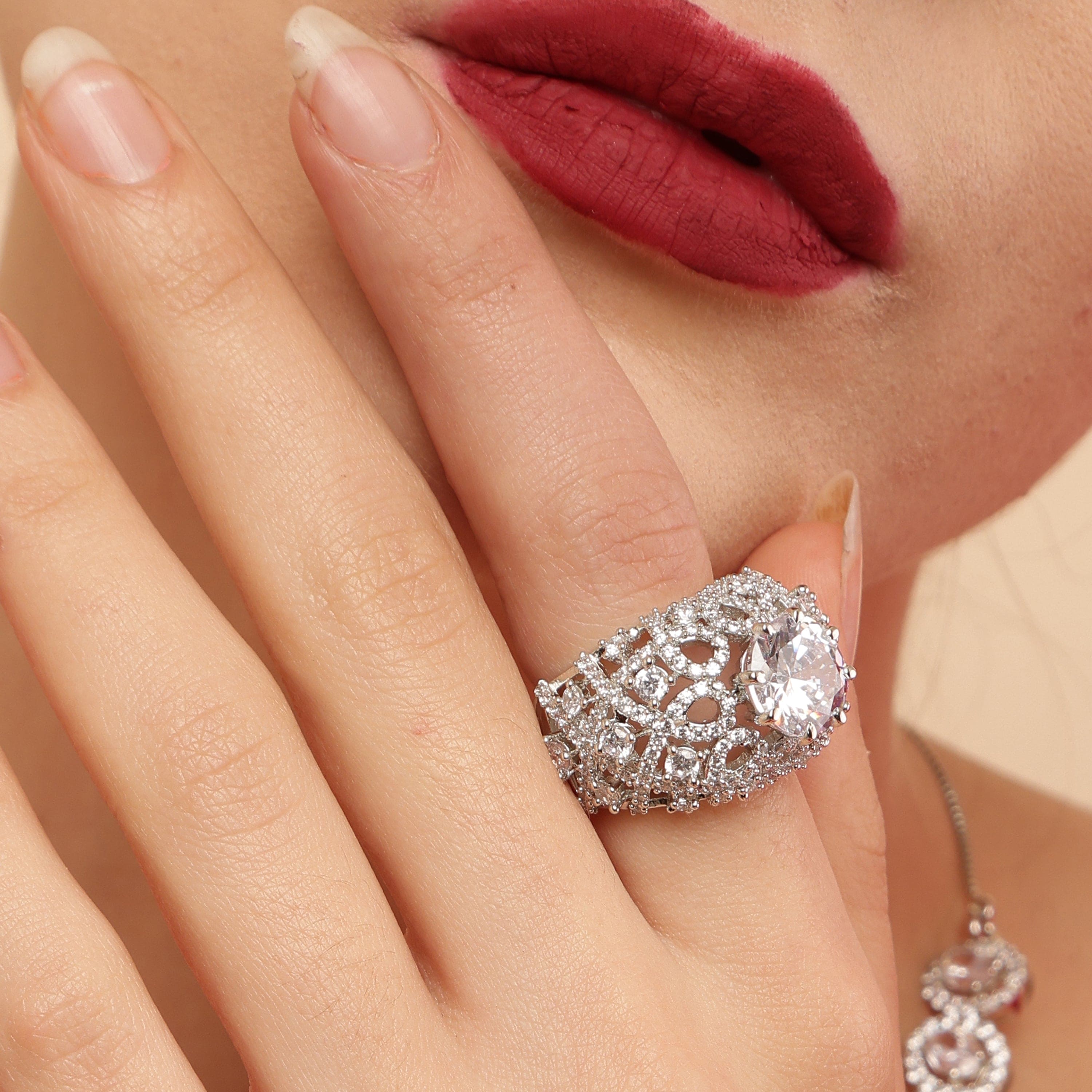 Dazzling 4CT solitaire 925 sterling silver ring front view