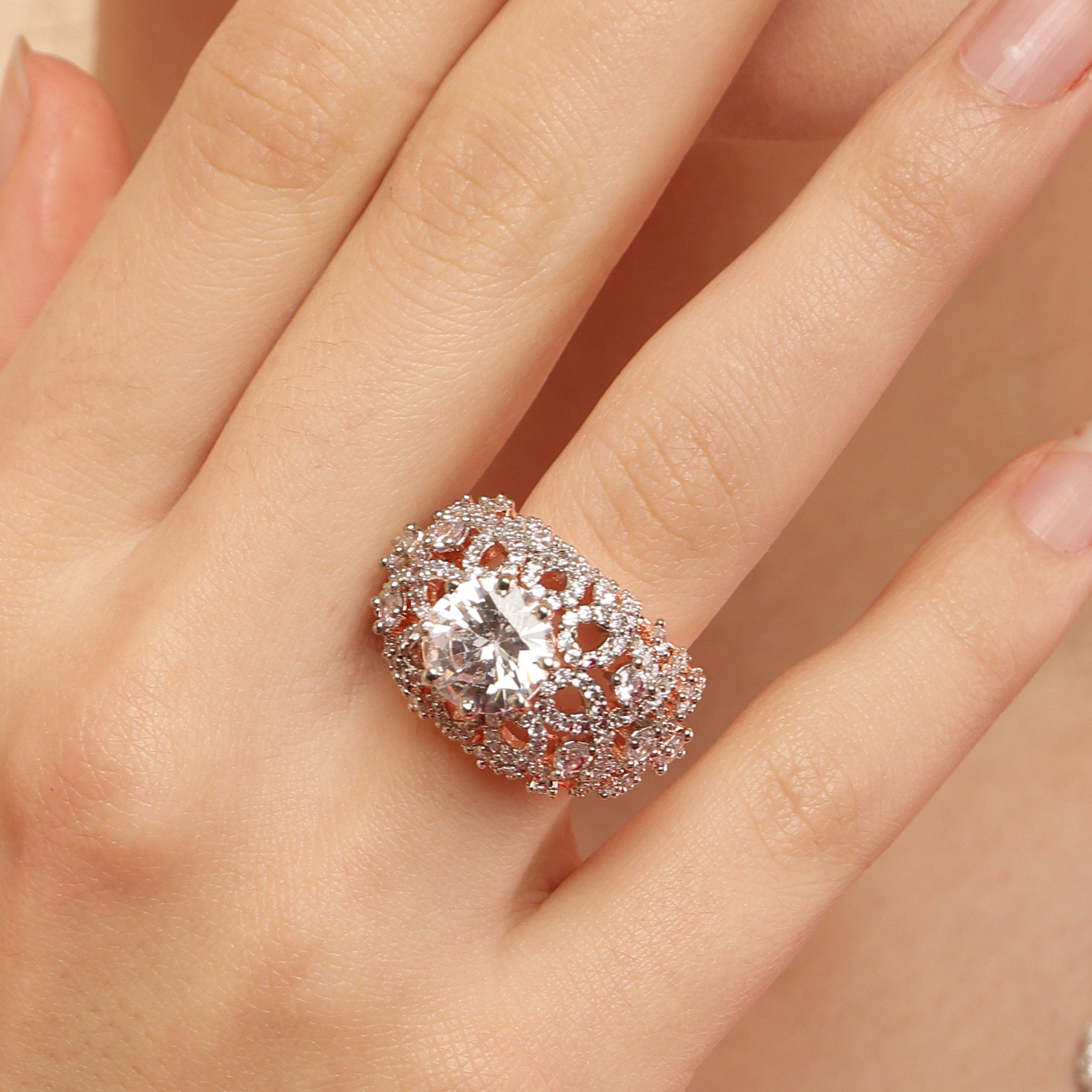 Dazzling 4CT solitaire sterling silver ring worn on hand