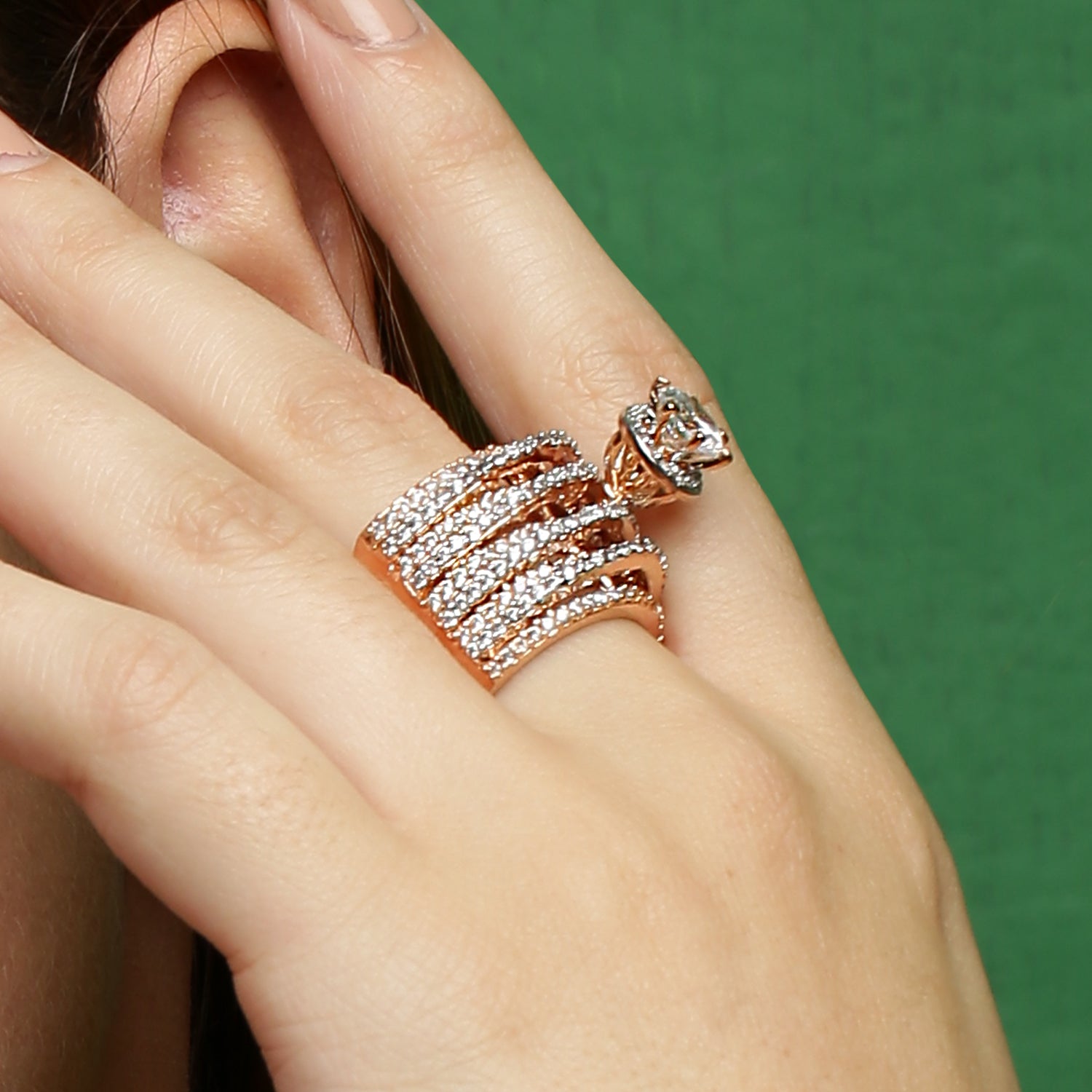 Dazzling Spiral 925 sterling silver ring front view