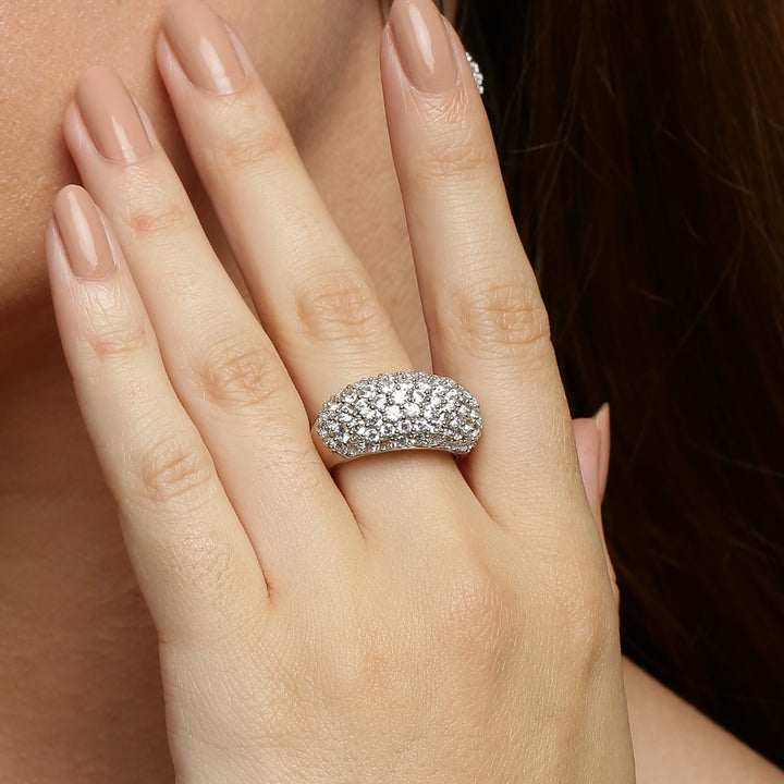 Dazzling Trendy Band 925 sterling silver ring front view
