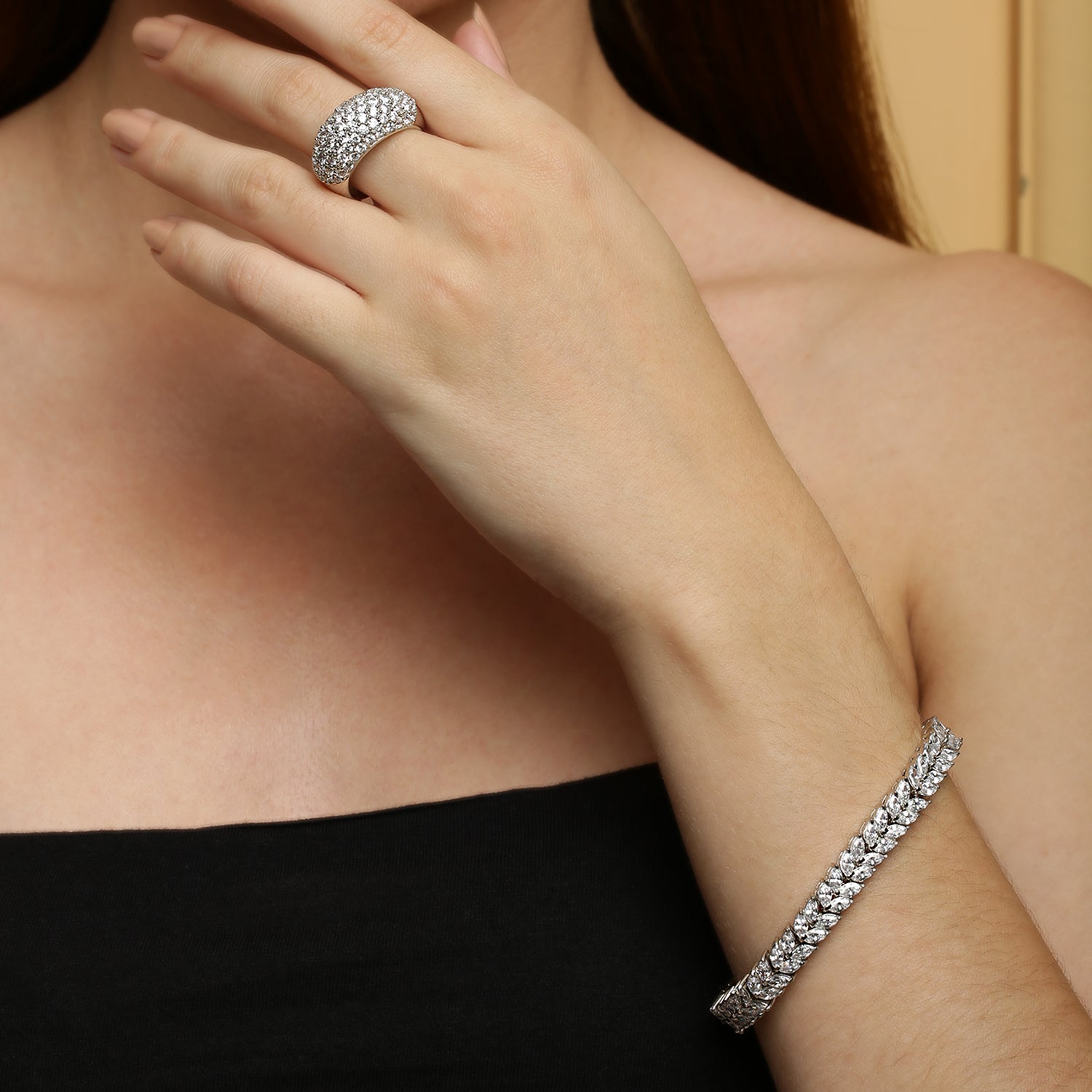 Dazzling Trendy Band sterling silver ring side angle view
