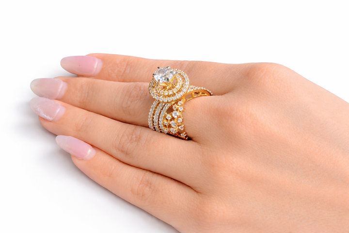 Dream Promise romantic 925 sterling silver ring golden finish