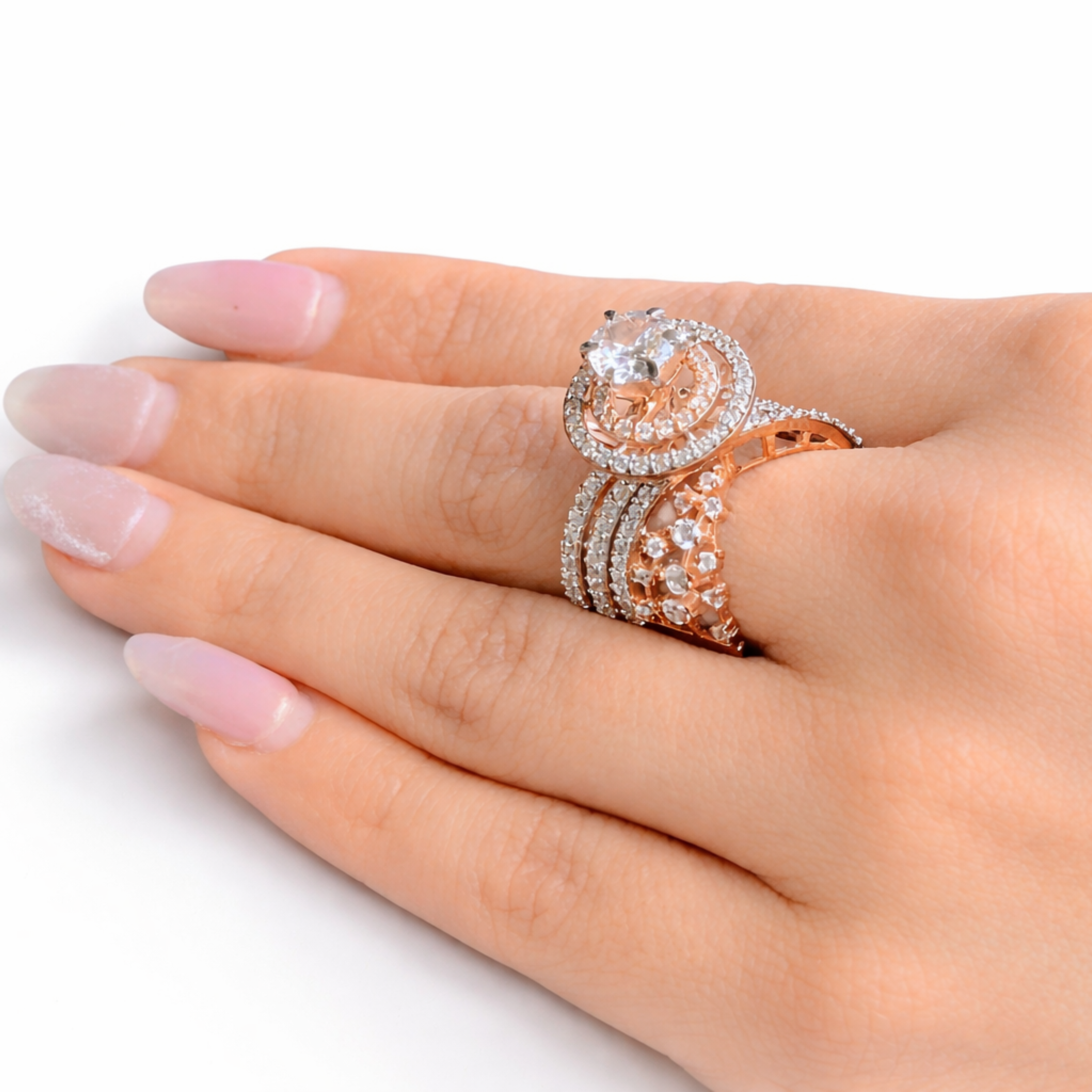 Dream Promise romantic 925 sterling silver ring rose gold finish