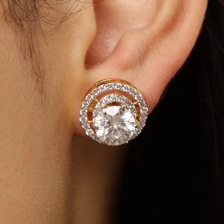 Duo Glam Stud 925 sterling silver earrings front view