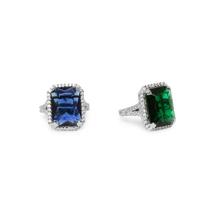 Elegance Emerald 925 sterling silver ring front view