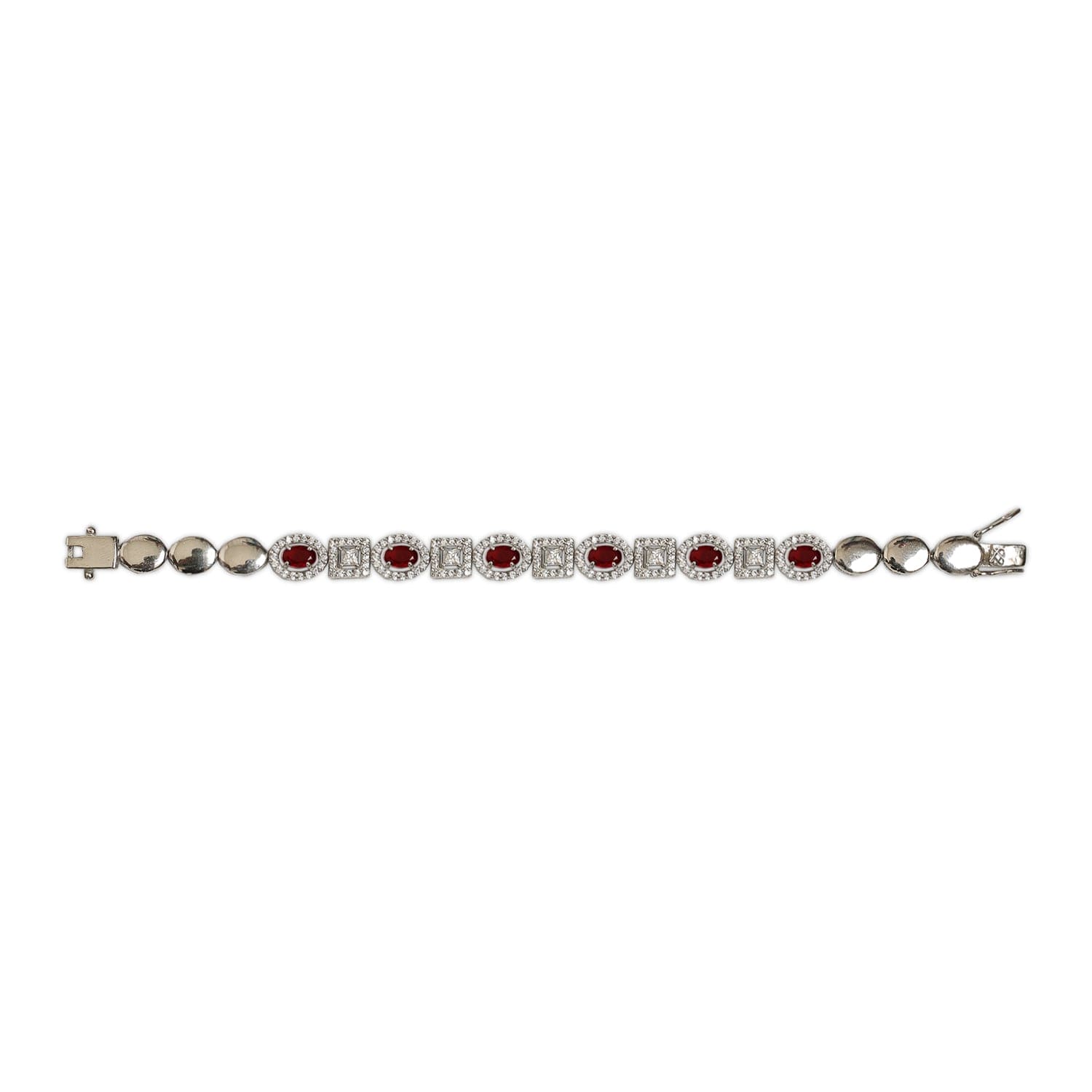 Elegant Ruby Crystals 925 sterling silver tennis bracelet front view