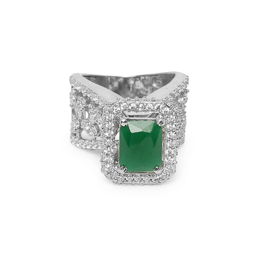 Emerald Ruby Bloom sterling silver ring worn on hand