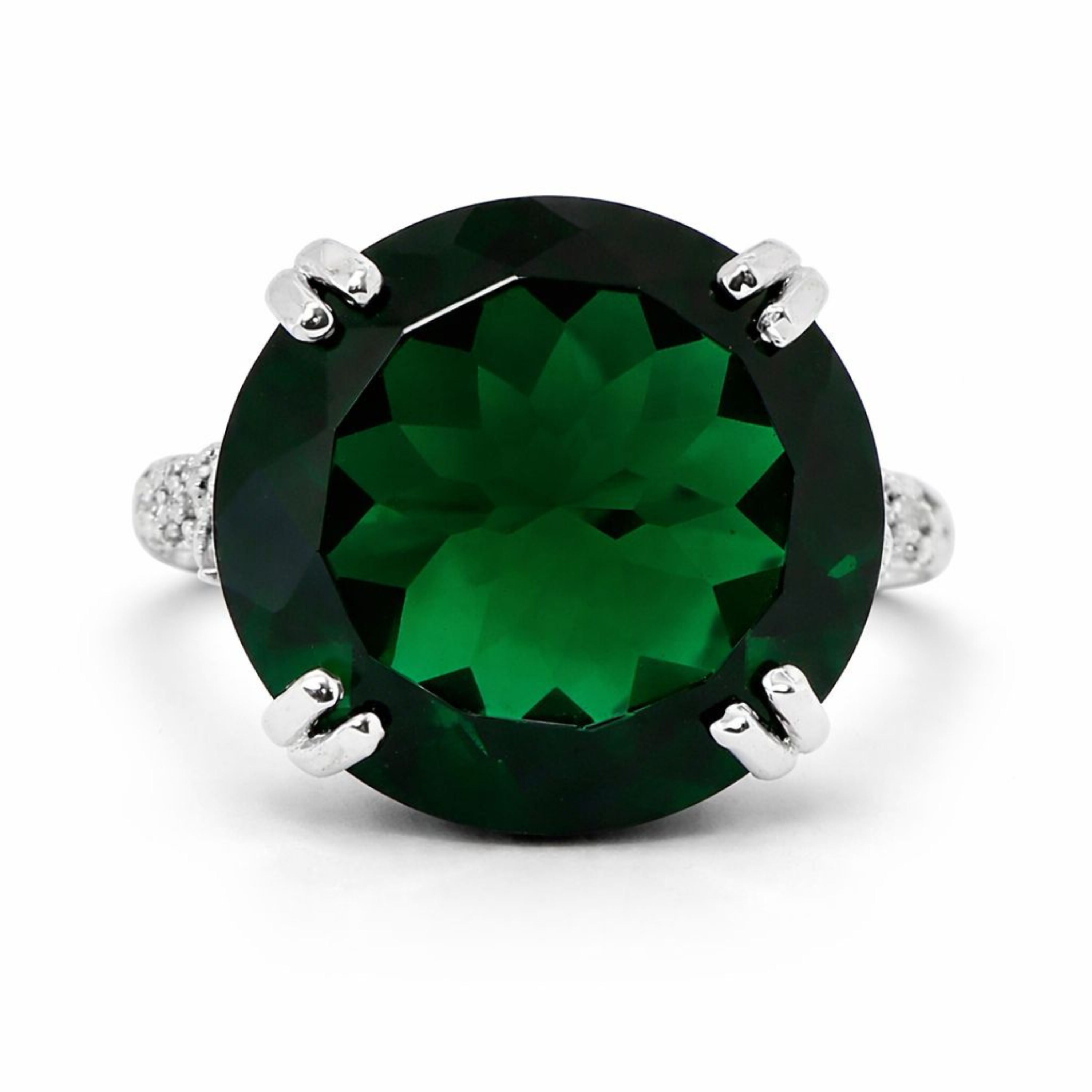 Emerald Serenade 925 sterling silver ring side angle view
