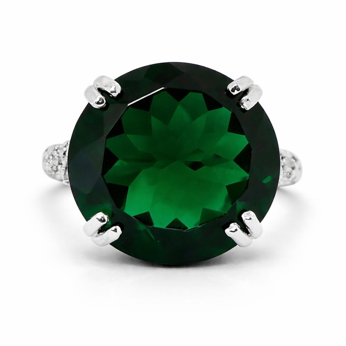 Emerald Serenade 925 sterling silver ring side angle view