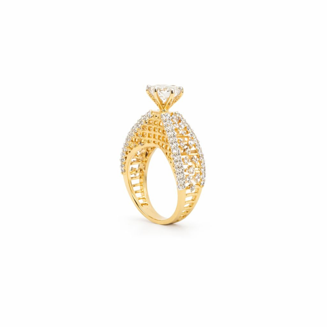 Empress Crown solitaire 925 sterling silver ring front view