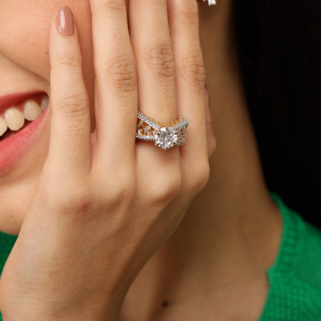 Empress Crown sterling silver ring worn on hand