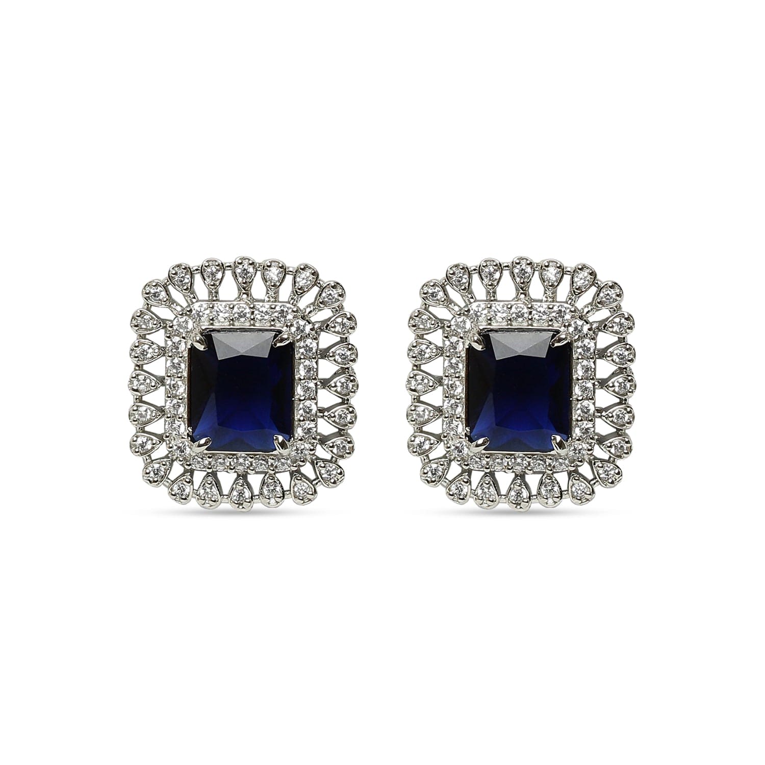 Enchanting Emerald Blue Sapphire sterling silver earrings worn look