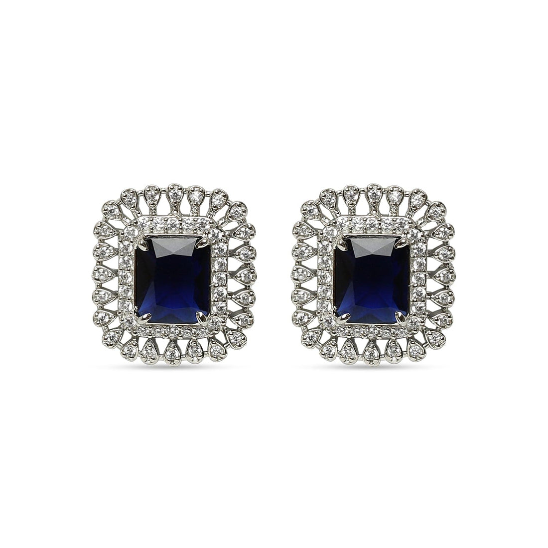 Enchanting Emerald Blue Sapphire sterling silver earrings worn look