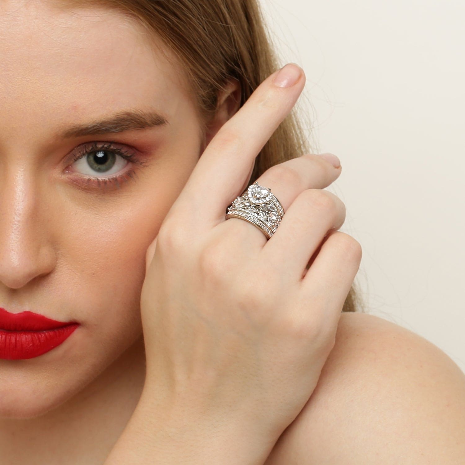 Endless Devotion Heart Solitaire sterling silver ring worn on hand