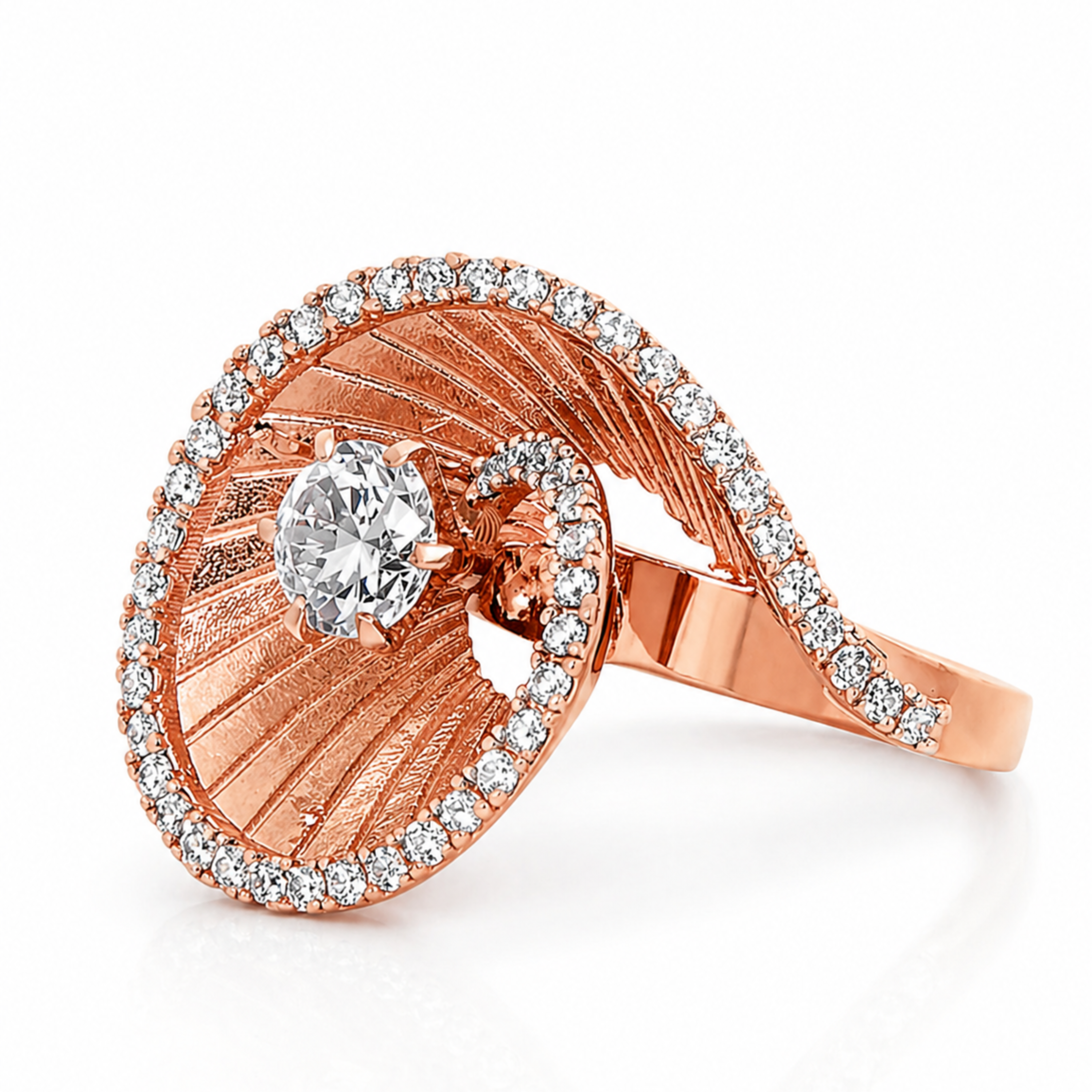 Endless Twirl 925 sterling silver ring rose gold tone detail