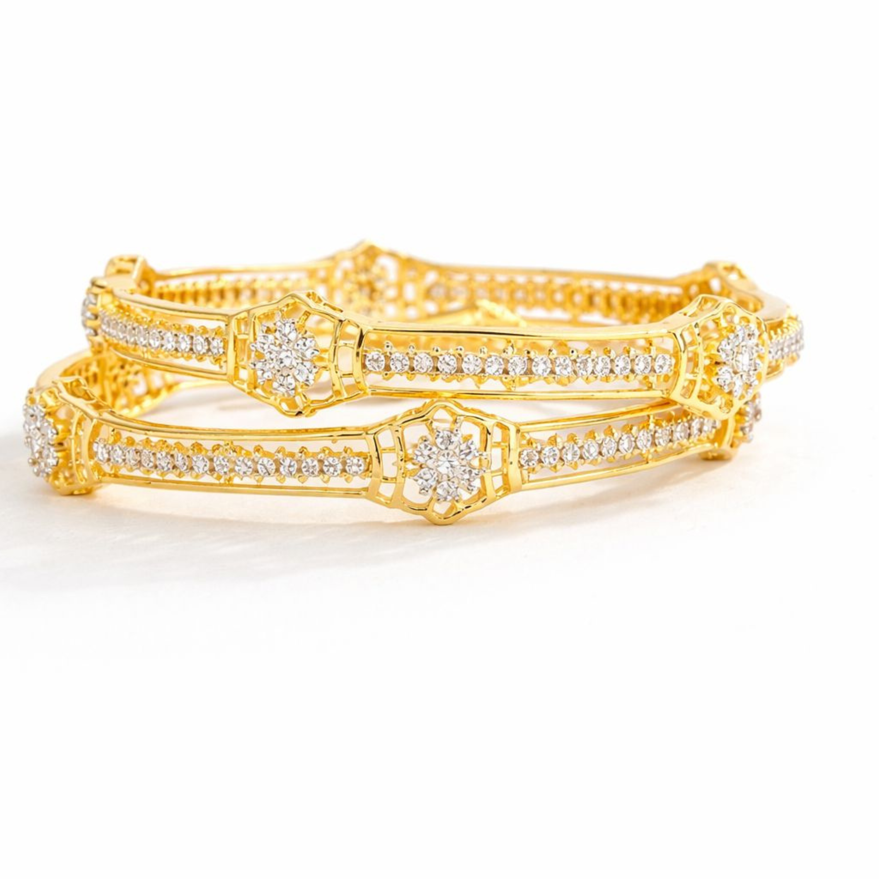 Eterna Floral Charm 925 sterling silver bangles front view