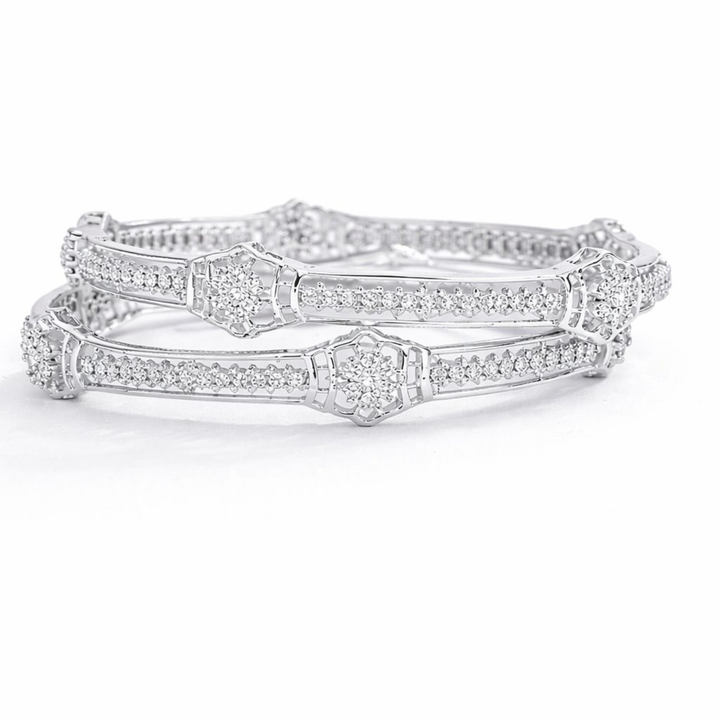 Eterna Floral Charm 925 sterling silver bangles worn on wrist